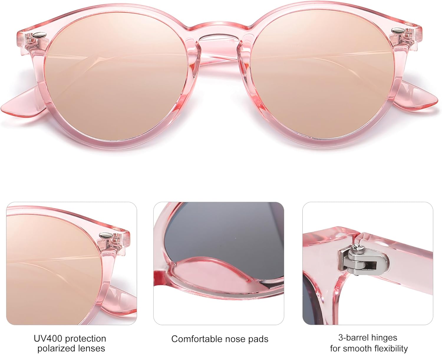 SOJOS Retro Round Polarized Sunglasses for Women Men Classic Vintage Sunnies SJ2069 - Image 2
