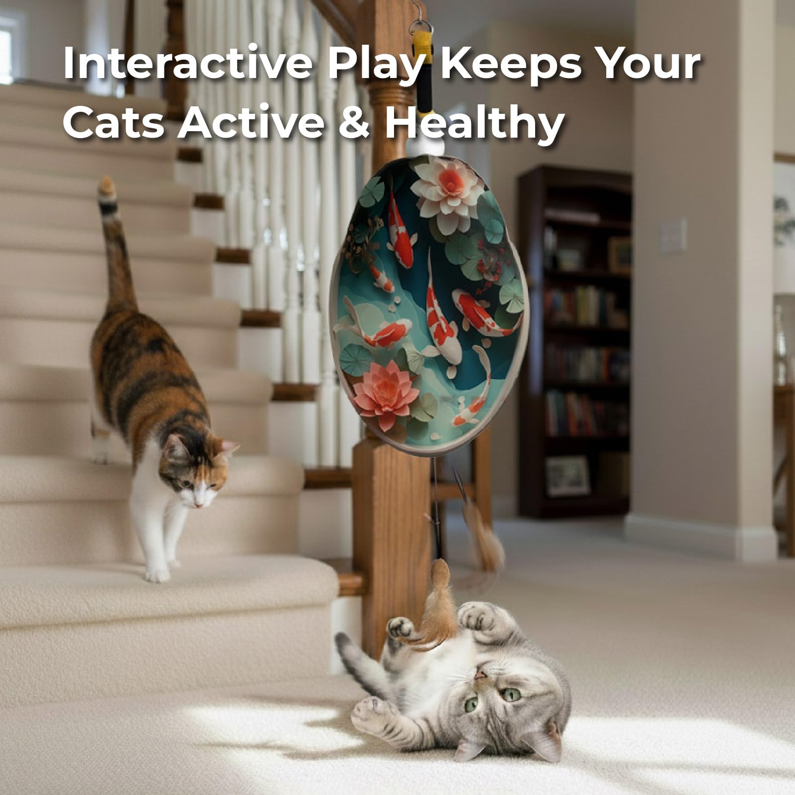 OtterVerz 11 Juguetes interactivos para gatos de interior, juguete de plumas colgante automático oculto para gatos, juguetes de enriquecimiento recargables activados por movimiento para gatos adultos