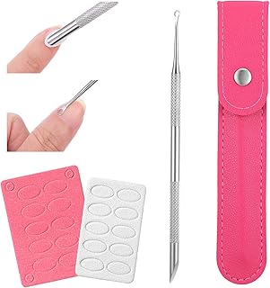 Pre-treatment Cuticle Pusher, Cuticle Pusher Dual Ended Nail Remover Russian Prep Nail Pushers with 100/150 Grit Sandpaper Sheets and 1 Storage Bags for Manicure Pedicure Nails Art