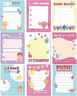 Funny Labor and Delivery Sticky Notes 9 Pack, Cute L&d Nurse Doctor Notepads, Humorous Self-Stick Memo Note Pads for Work, Nurse Gifts for Coworkers Hospital Office Supplies 4×3 Inch