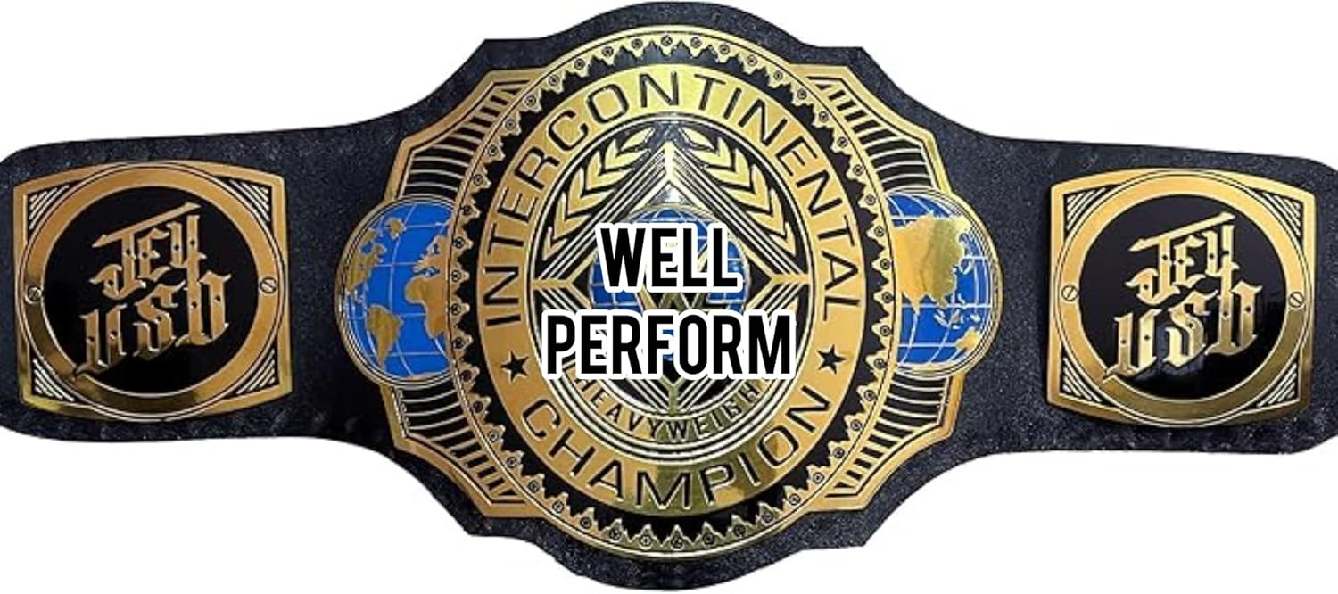 New Intercontinental Championship Title Replica - World Heavyweight Wrestling Belt - Collectible Belt for Wrestling Fans – Adult Size - Jey Uso Sides Plates