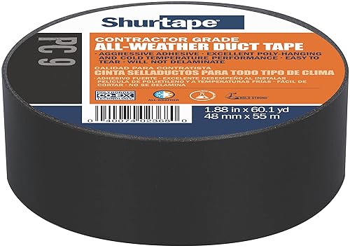 Shurtape PC 009 Contratista Grado, Cinta adhesiva de tela coextruida, para embalaje, sellado, reparación, impermeabilización y sujeción de láminas