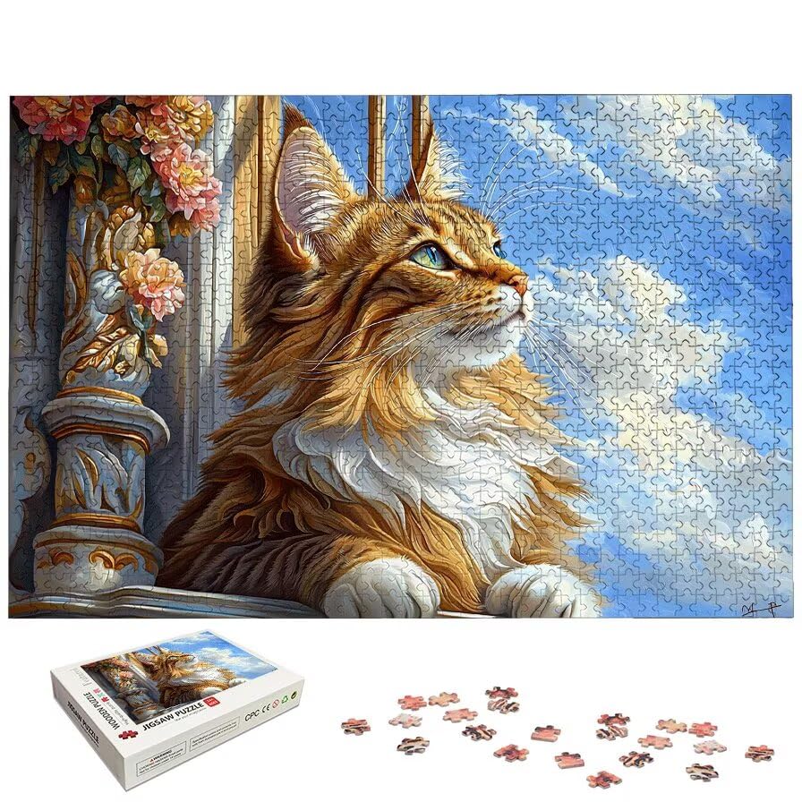 Puzzle 3000 Pièces Chat, Puzzle 3000 Pièces pour Adultes et Enfants à Partir de 14 Ans, Mignon Puzzles Bois avec Une Boîte d'Emballage Exquise, Puzzles pour Décoration Murale, Idee Cadeau Femme, -5530