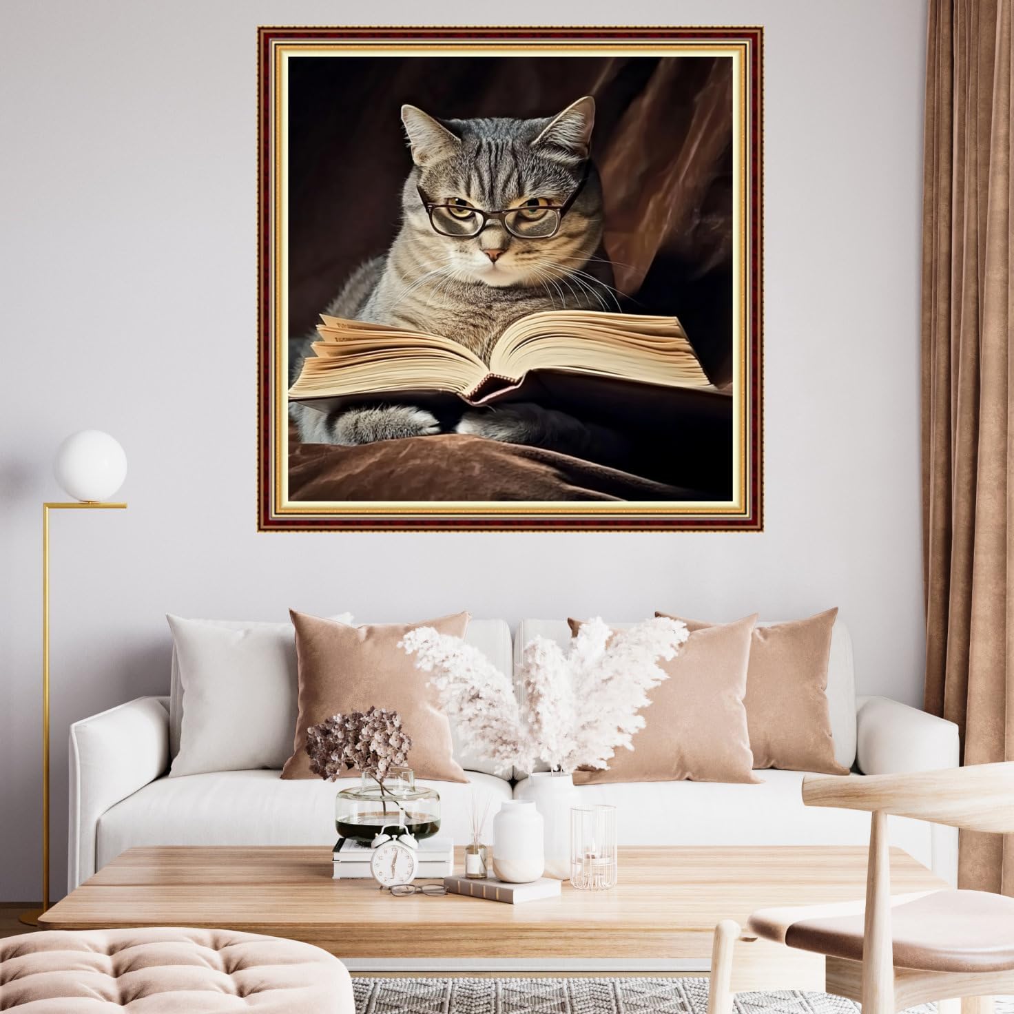 Funart Stamped Cross Stitch Kits for Beginners Full Range of Cross Stitching Preprinted Embroidery Kits for Adults, 11CT Embroidery Pattern Needlepoint Kits-Cat Reading 18x18 inch