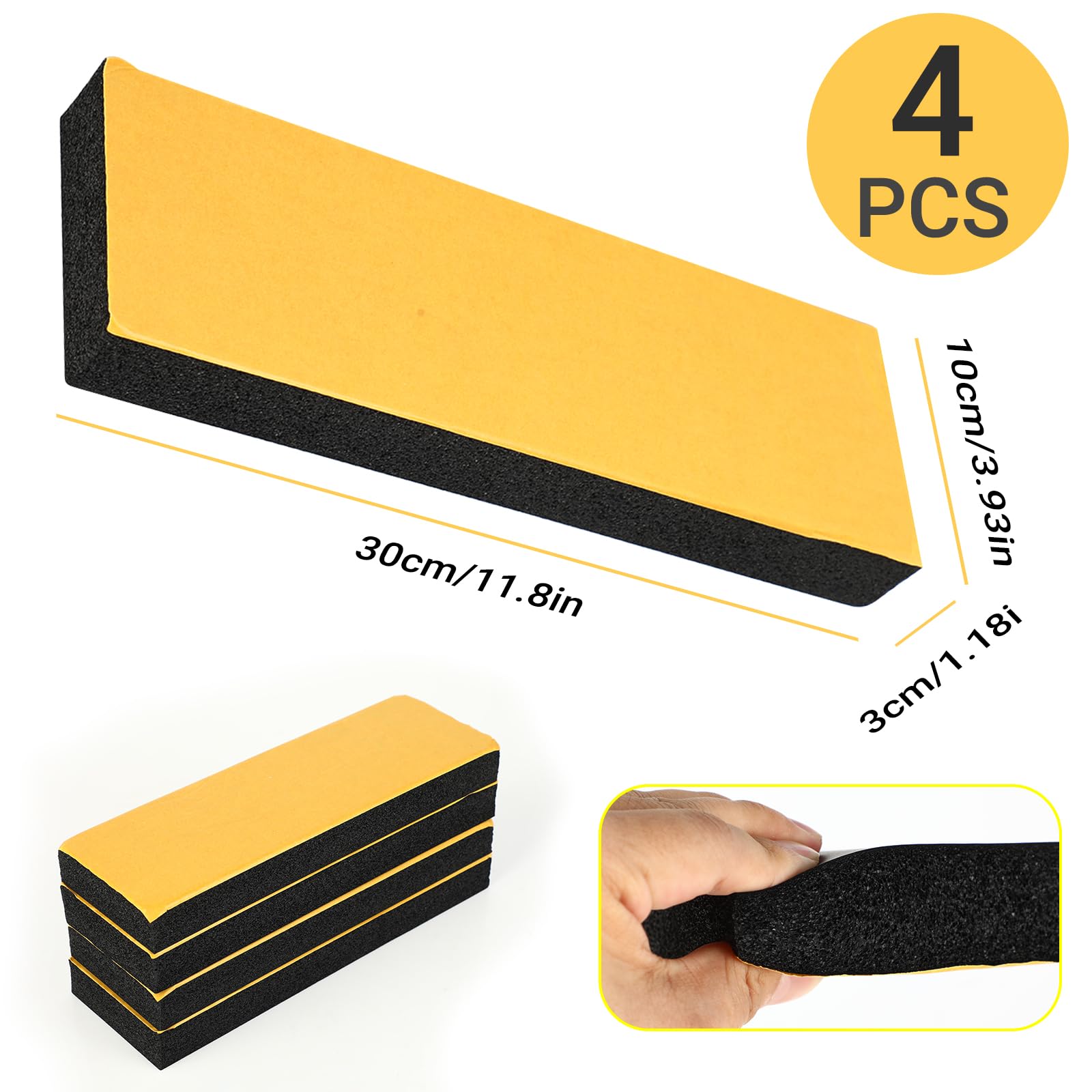 4 Pezzi Protezione Della Parete del Garage 30x10x3cm - protezione angolare per porta auto adesiva in schiuma - protezione per parete garage - Paracolpi Garage da Muro per Porte Auto, garage e carport