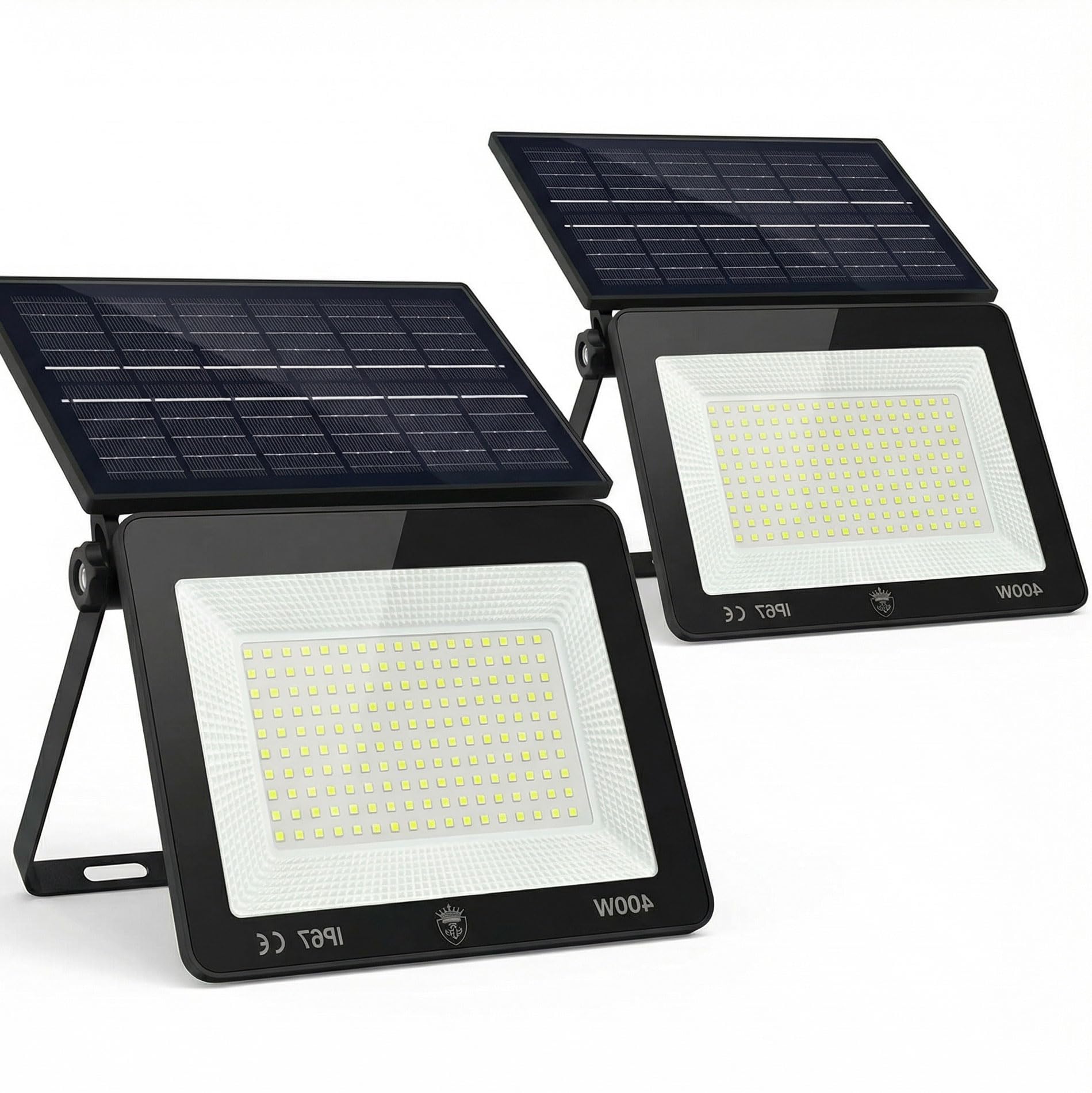 081 Store - 2 PEZZI Faro LED Esterno con Pannello Solare 400W 170 LED, Faretto Solare con Crepuscolare IP67