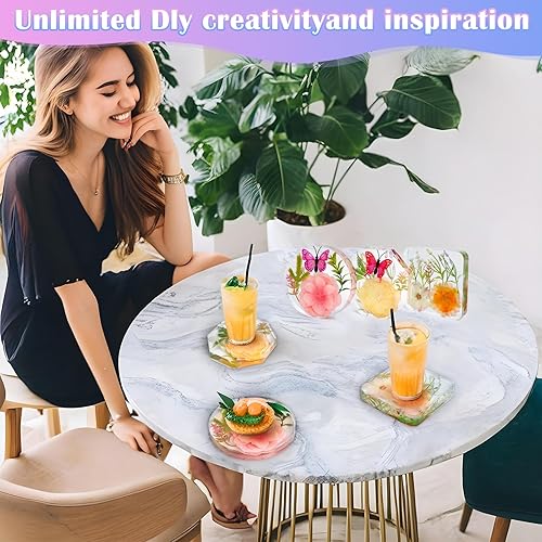 Miniatura 6 de Moldes de resina para posavasos profundos, octágono de silicona, cuadrados redondos de silicona para resina epoxi, molde artesanal para preservación