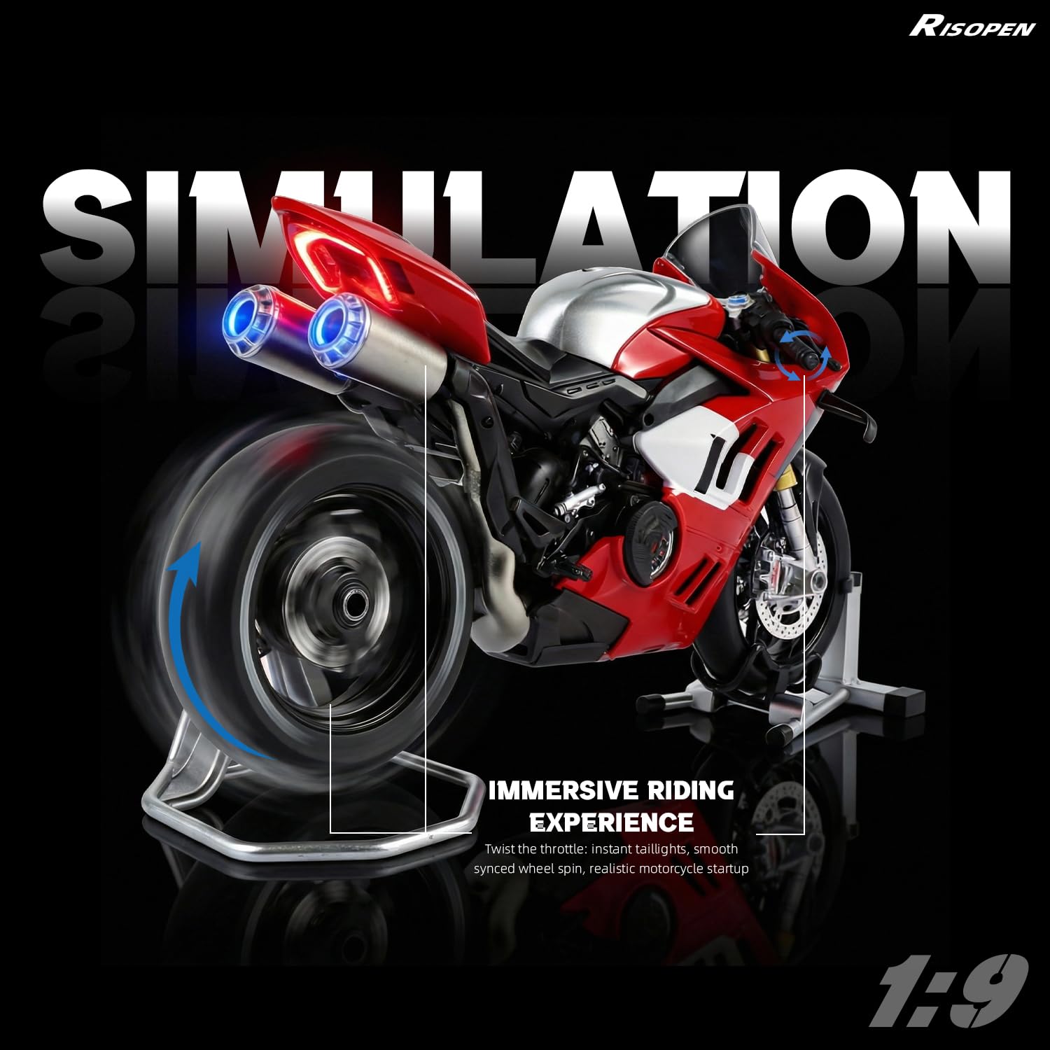 1:9 Moto in metallo pressofuso compatibile con Ducati Panigale V4 S