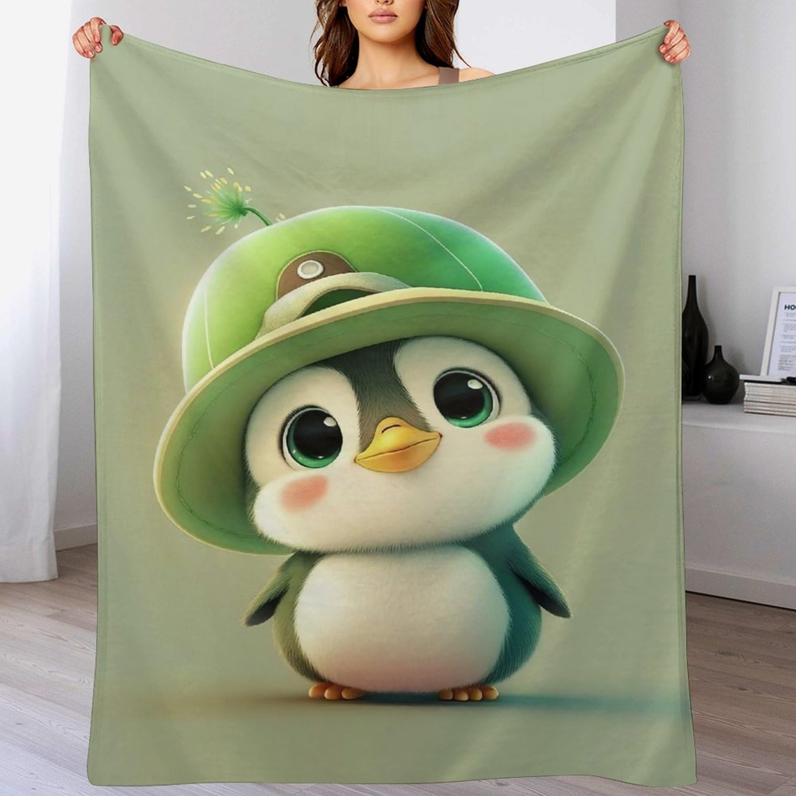 Couverture pingouin mignon flannel chaude pour envelopper toute la famille de tendresse