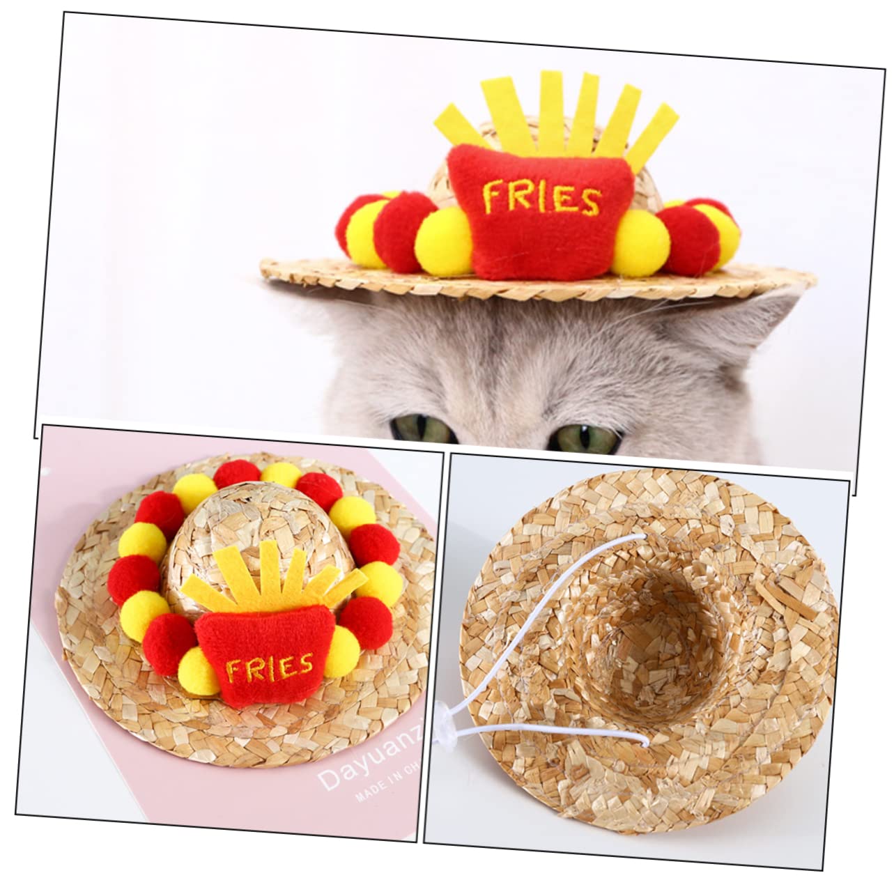 DOITOOL 3piezas Sombrero De Ajustable para Perro y Gato Sombrero Verano para Mascotas Accesorio Divertido para Fiestas y Eventos Al Aire