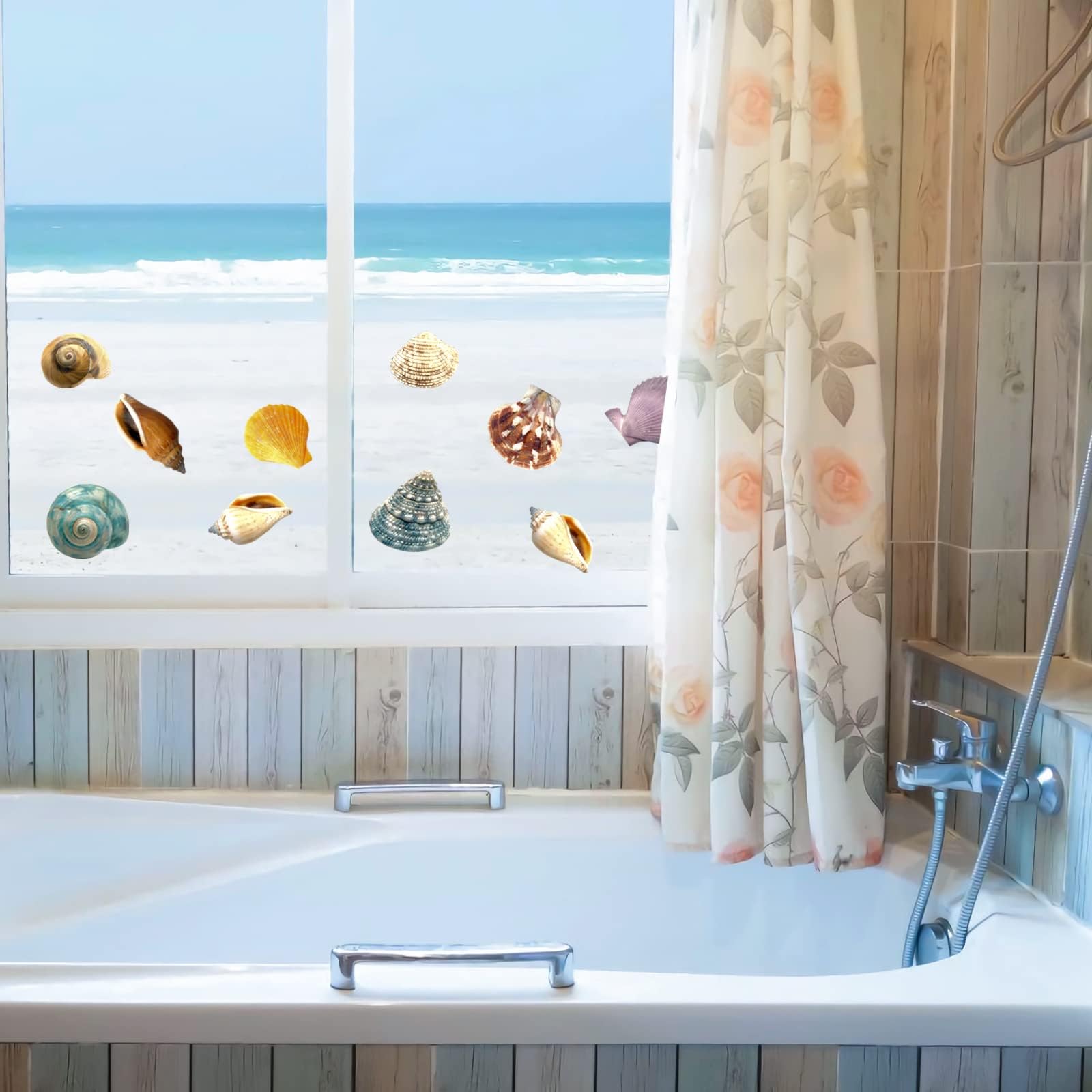 Autocollants muraux coquillage pour linge de salle de bain étanches