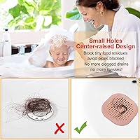 Vista 2 de Recolector de cabello cuadrado con ventosas para desagüe, tapón de silicona para ducha, fácil de instalar para baño, tina y cocina, 2 unidades (rosa)