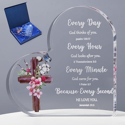Regalos de corazón acrílico con citas inspiradoras, versículo de la Biblia y oraciones, regalos religiosos cristianos para mujeres, hombres, amigos,