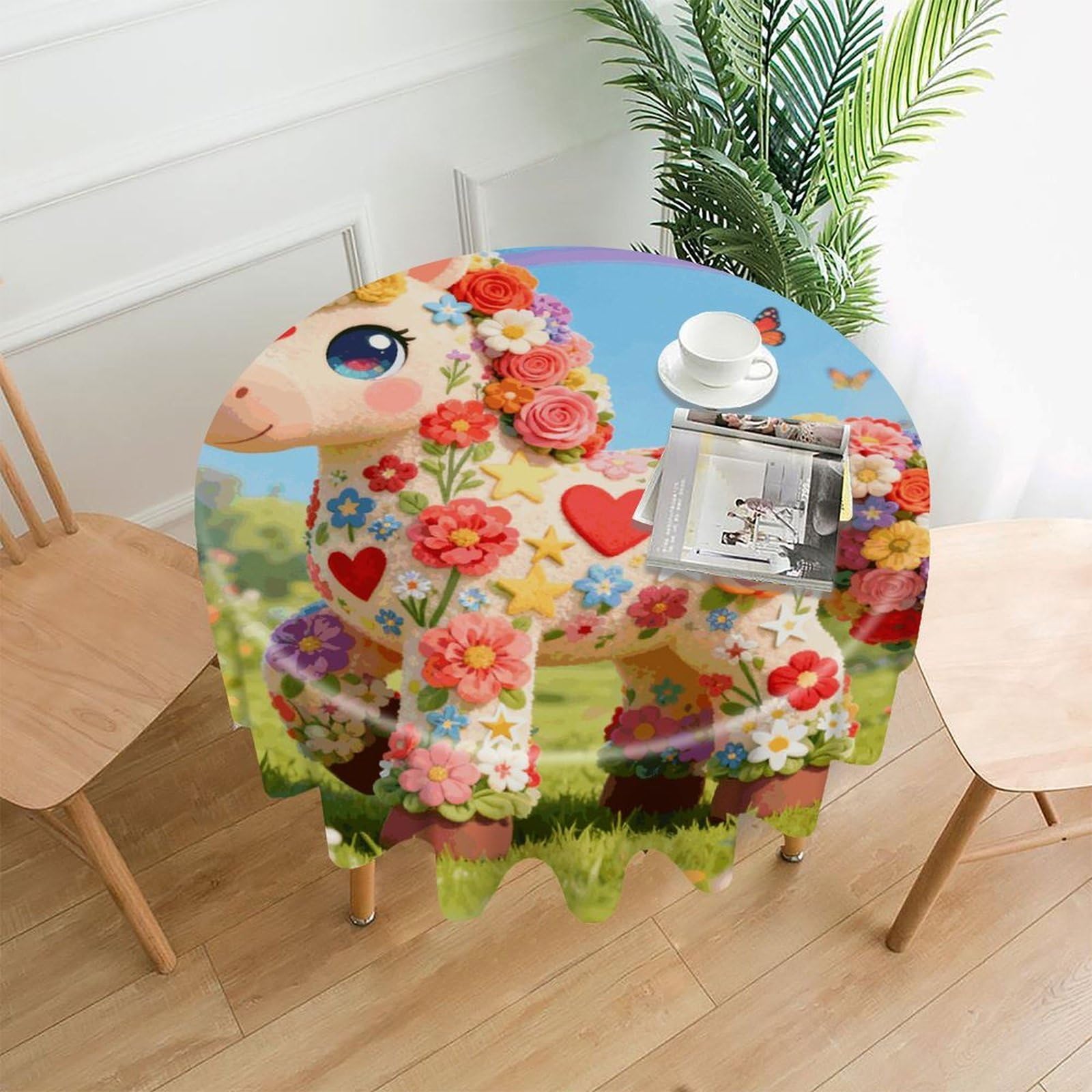 VstaDank My Little Pony Table Cloth Fashions Washable Round Tablecloth Decorative Table Cover Comfortable Straight Edge Tablecover for Dining Kitchen Party Outdoor 60 Inch