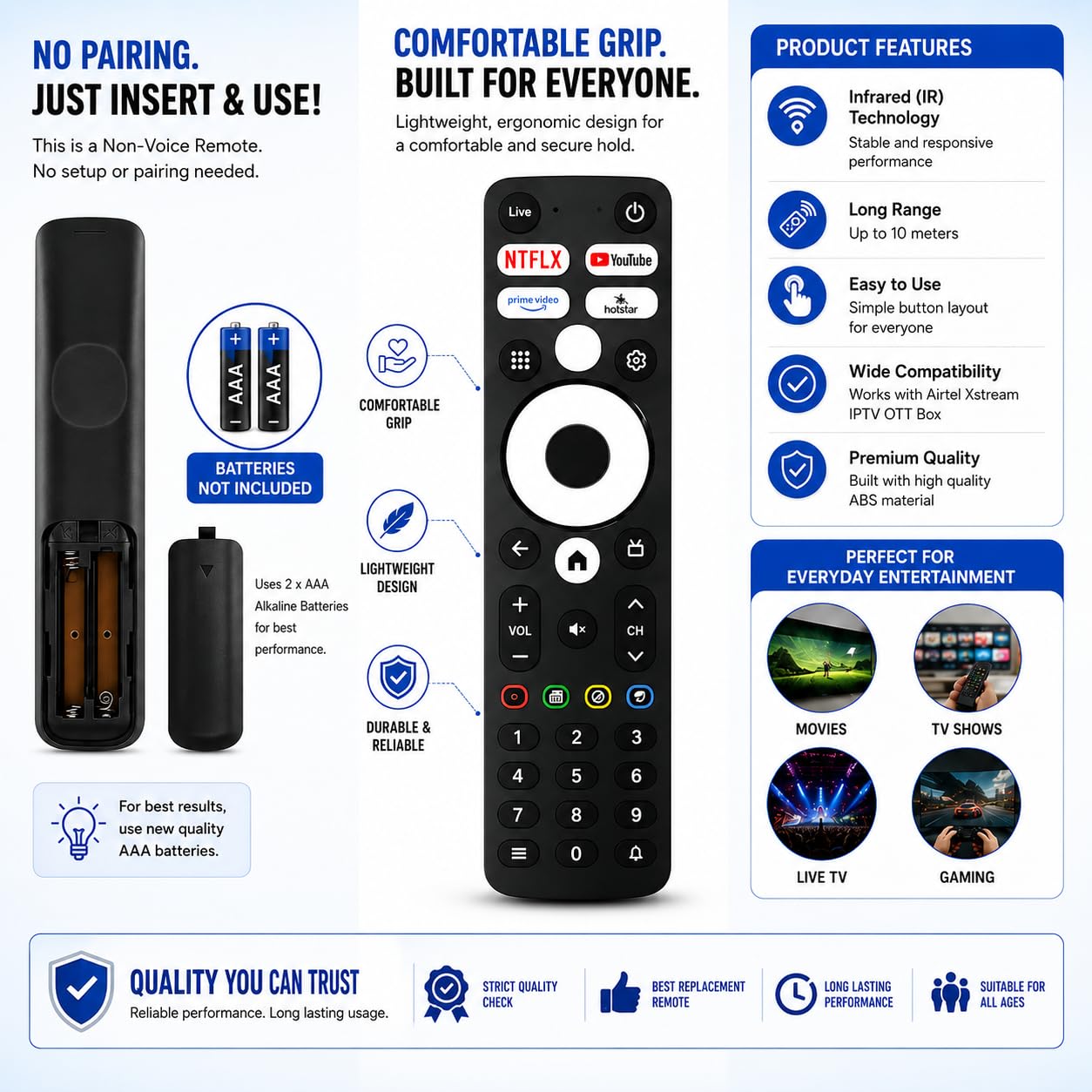 K2 Remotes Compatible for Airtel Xstream TV IPTV OTT Box – Replacement Remote for Airtel | Please Match with Your Old Remote Before Purchase (Without Voice Function) — Amazon image 4