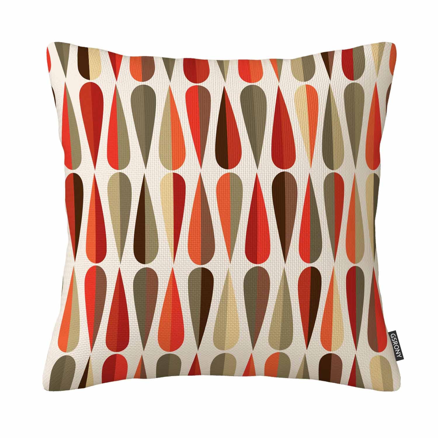 Gsrony Orange Abstract Throw Pillow Covers Mid Century Modern Style Retro Drop Shapes Tones Abstract Cushion Pillow Case Home Decor Pillowcase 18X18 Inches