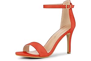 Suede Ankle Strap Stiletto Heel Sandals in Vibrant Orange