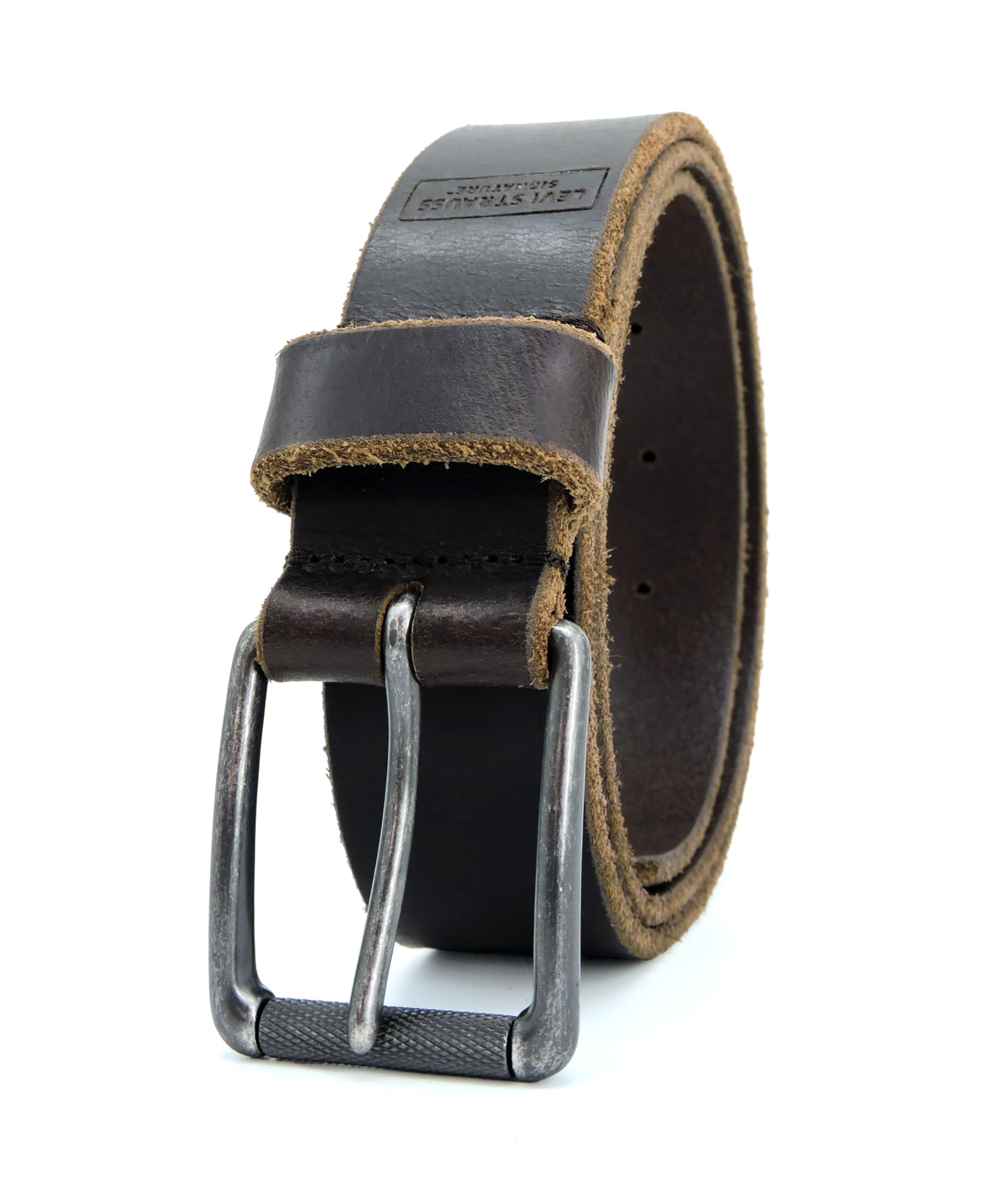 Levi Strauss Signature - Premium Leather Belt for Men for Jeans, Work, Dress & Casual pants | Cinturon Para Hombre, Brown/Roller Buckle Belt, 36