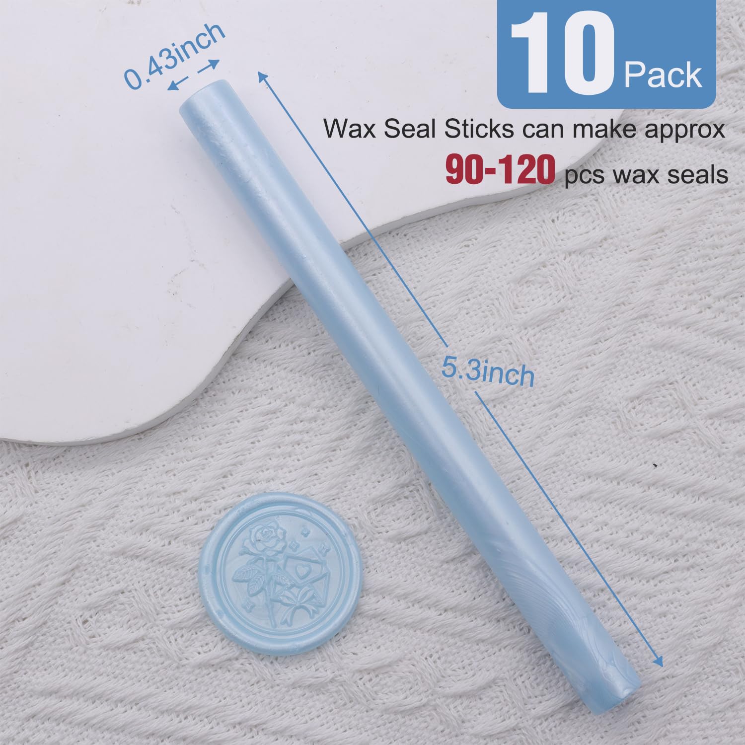Light Blue Sealing Wax Sticks, HOSEALING 10pcs Glue Gun Sealing Wax Sticks for Wax Seal Stamp, Blue Wax Seal Sticks for Wedding Invitations, Letter Envelope Seals, Great Gift Ideas