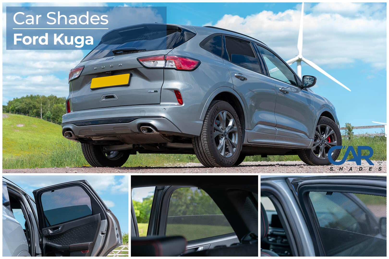 CAR SHADES zestaw (tylne drzwi boczne) kompatybilny z Ford Kuga III 2019- (2-częściowy) niestandardowe osłony przeciwsłoneczne do samochodów