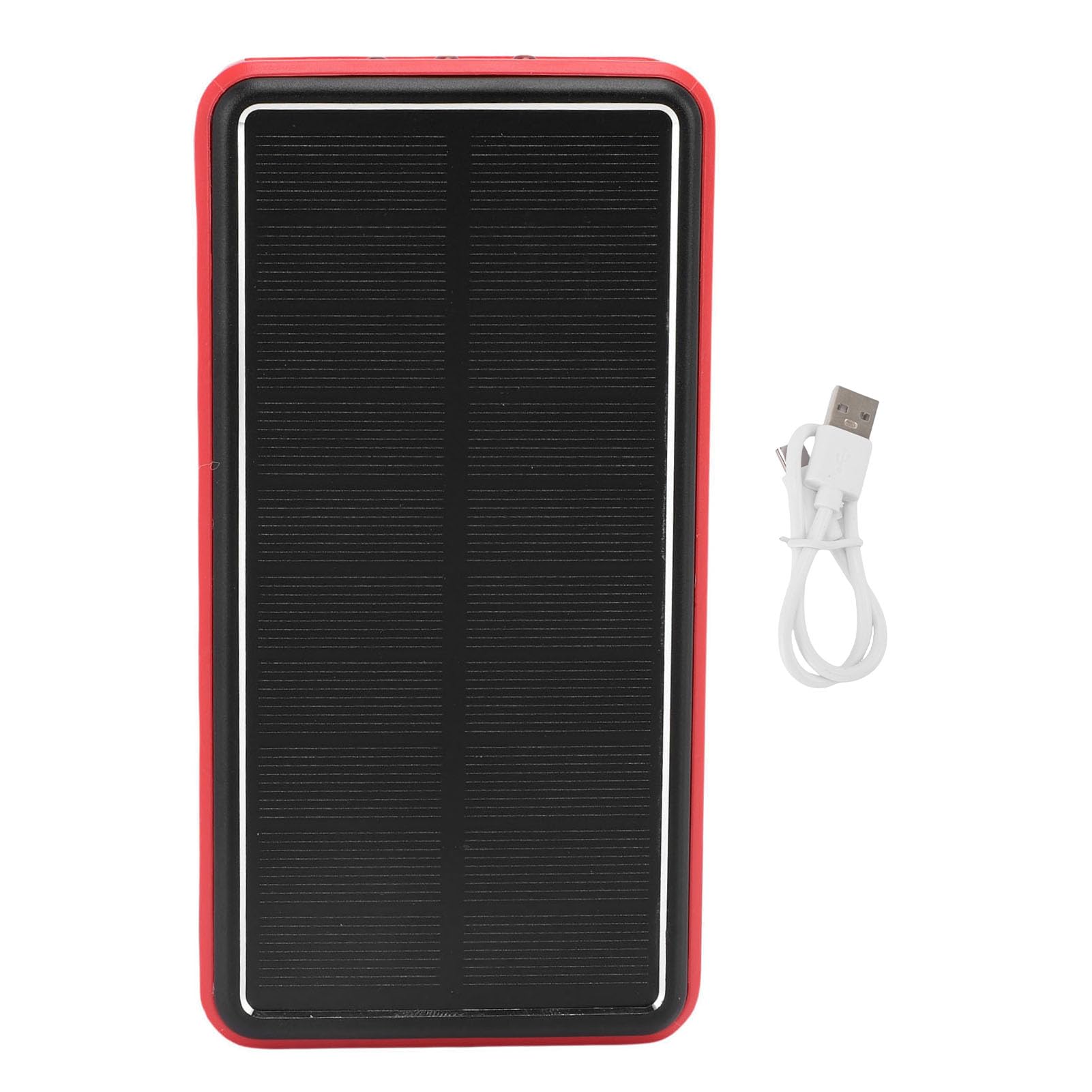 Asixxsix Banque d'énergie Solaire, Boîtier en Alliage d'aluminium Haute capacité 50 000 MAh, Banque 'Alimentation 'Urgence avec Lampe de Poche SOS, Chargement USB pour Camping, Randonnée, (Rouge)