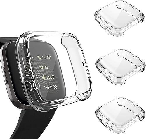 Miniatura 9 de Paquete de 3 protectores de pantalla compatibles con Fitbit Versa 2, GHIJKL, ultrafino, suave, TPU, funda protectora completa contra golpes para