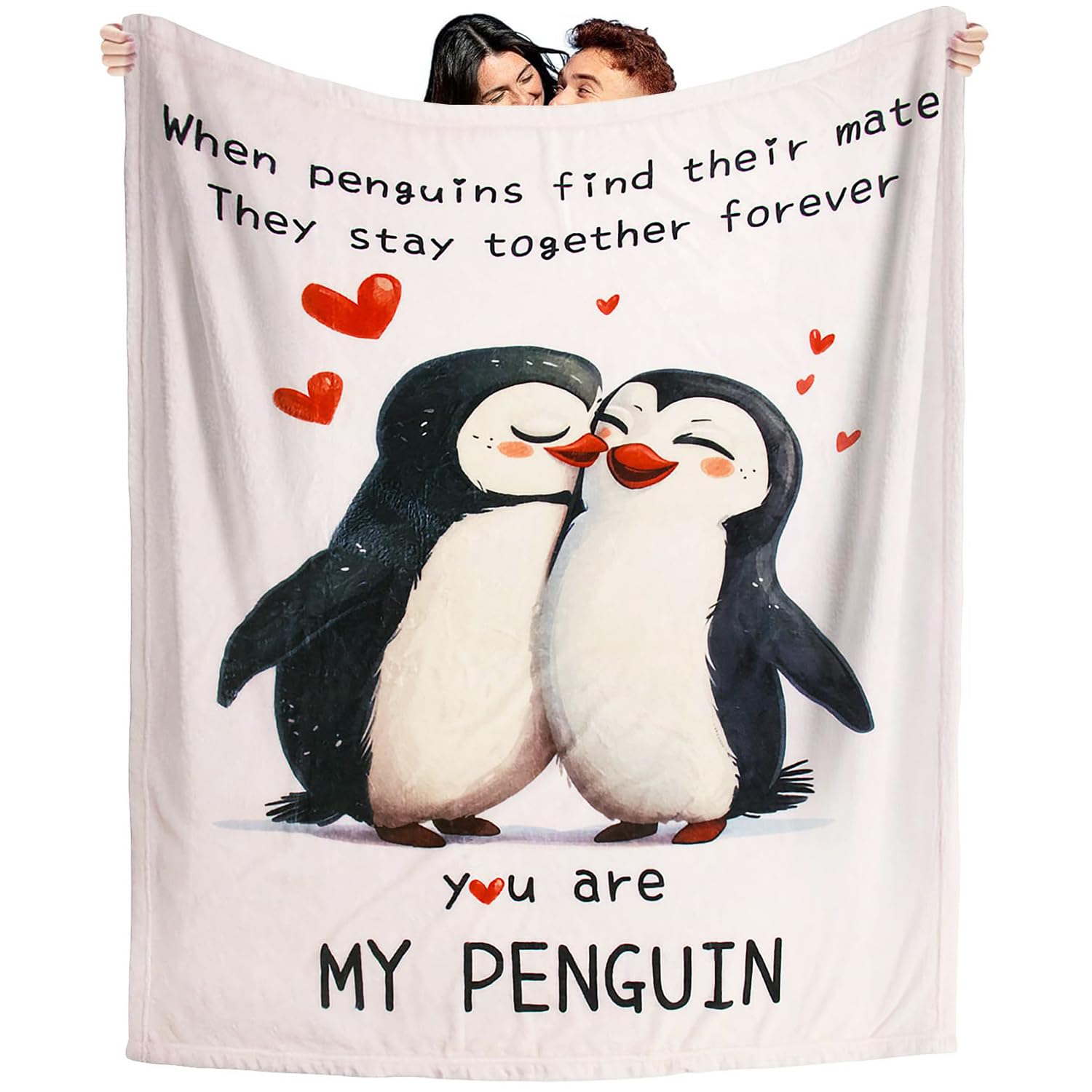 MIFKLMV Penguin Blanket Gifts for Her Him, Soft Romantic Penguin Blanket, Wedding Anniversary Blankets Gifts for Girlfriend Boyfriend, Birthday Gift for Wife Husband, Adorable Practical Love Blankets