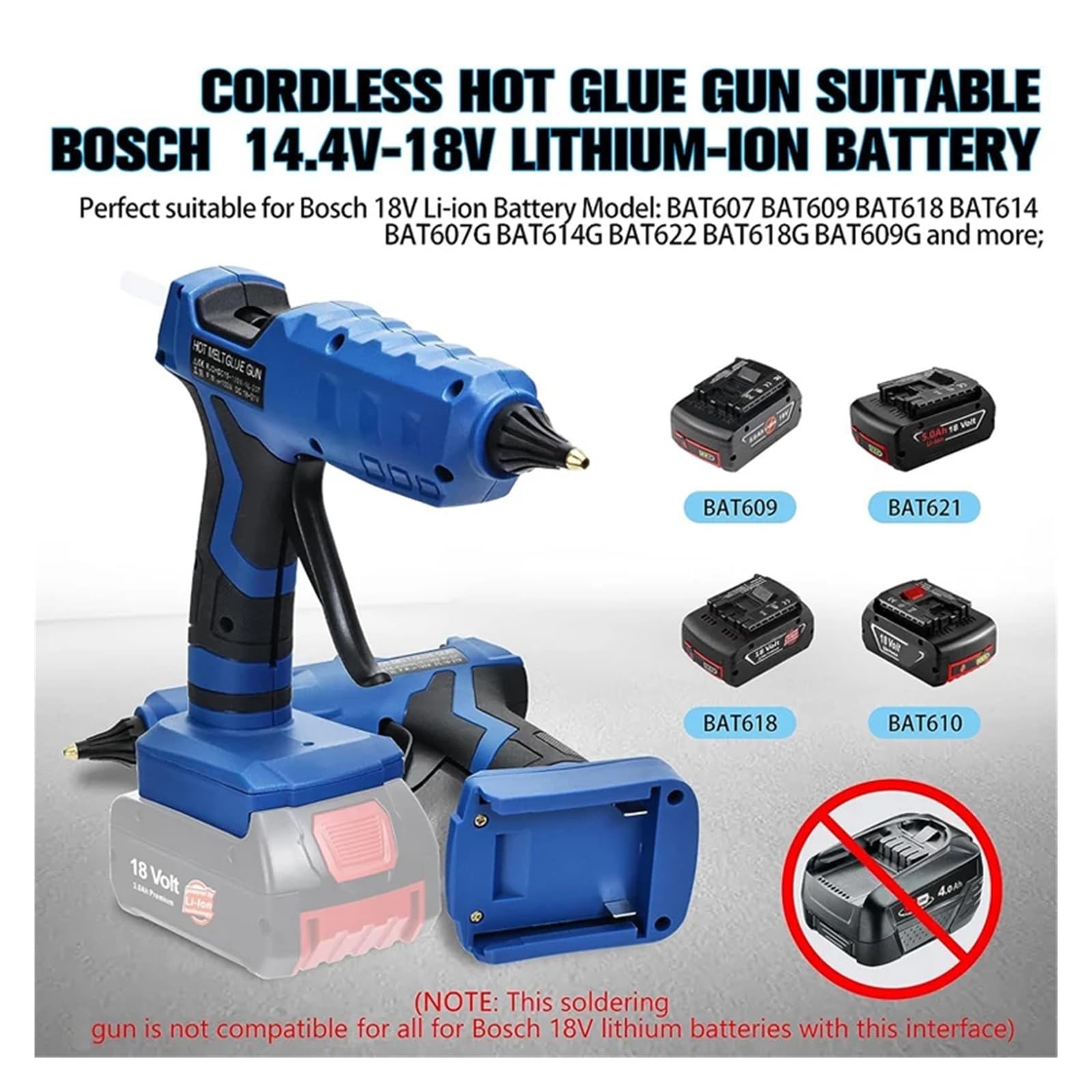 Pistola de pegamento para derretir, para manualida Pistola De Pegamento De Fusión En Caliente Inalámbrica For Batería De Iones De Litio De 18V/20V, Pistola De Pegamento De Fusión En Caliente De Precal