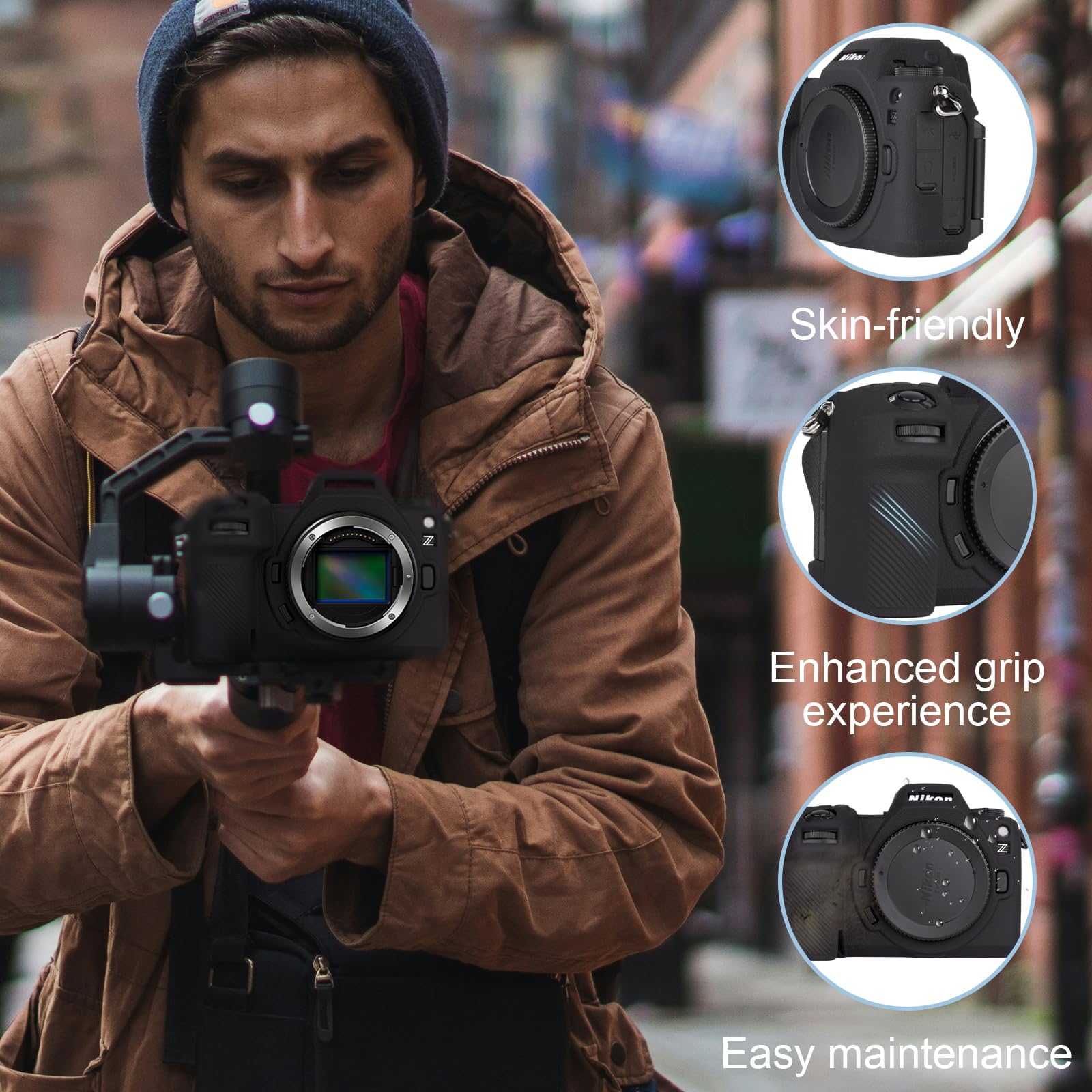 VOVMOEYA Camera Case for Nikon Z6III with 2 Screen Protectors and 1 Hot Shoe Cover, Silicone, Soft Protective Lightweight - Image 3