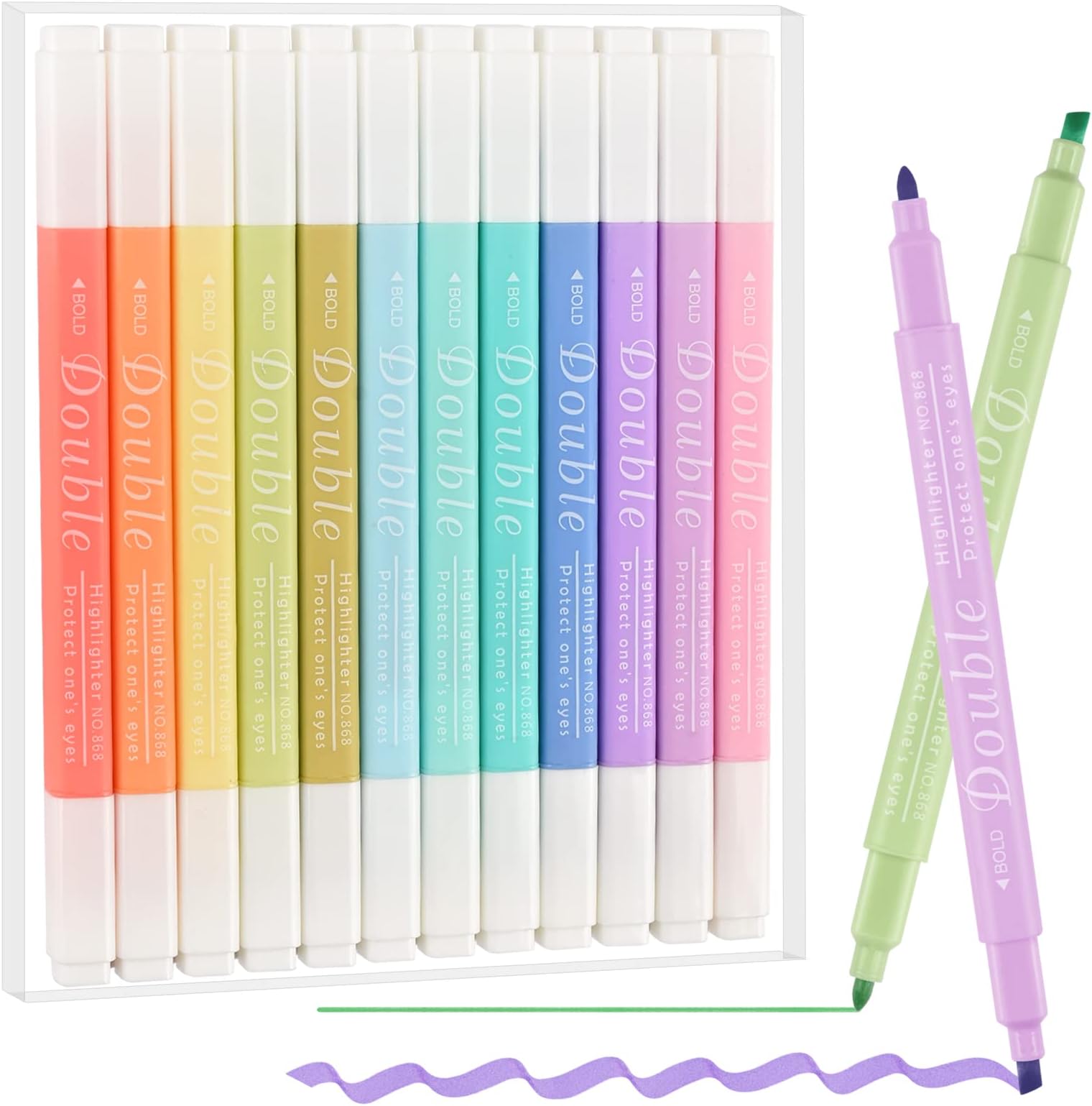 YOOUSOO12 Pack Pastel Highlighters Assorted Colors