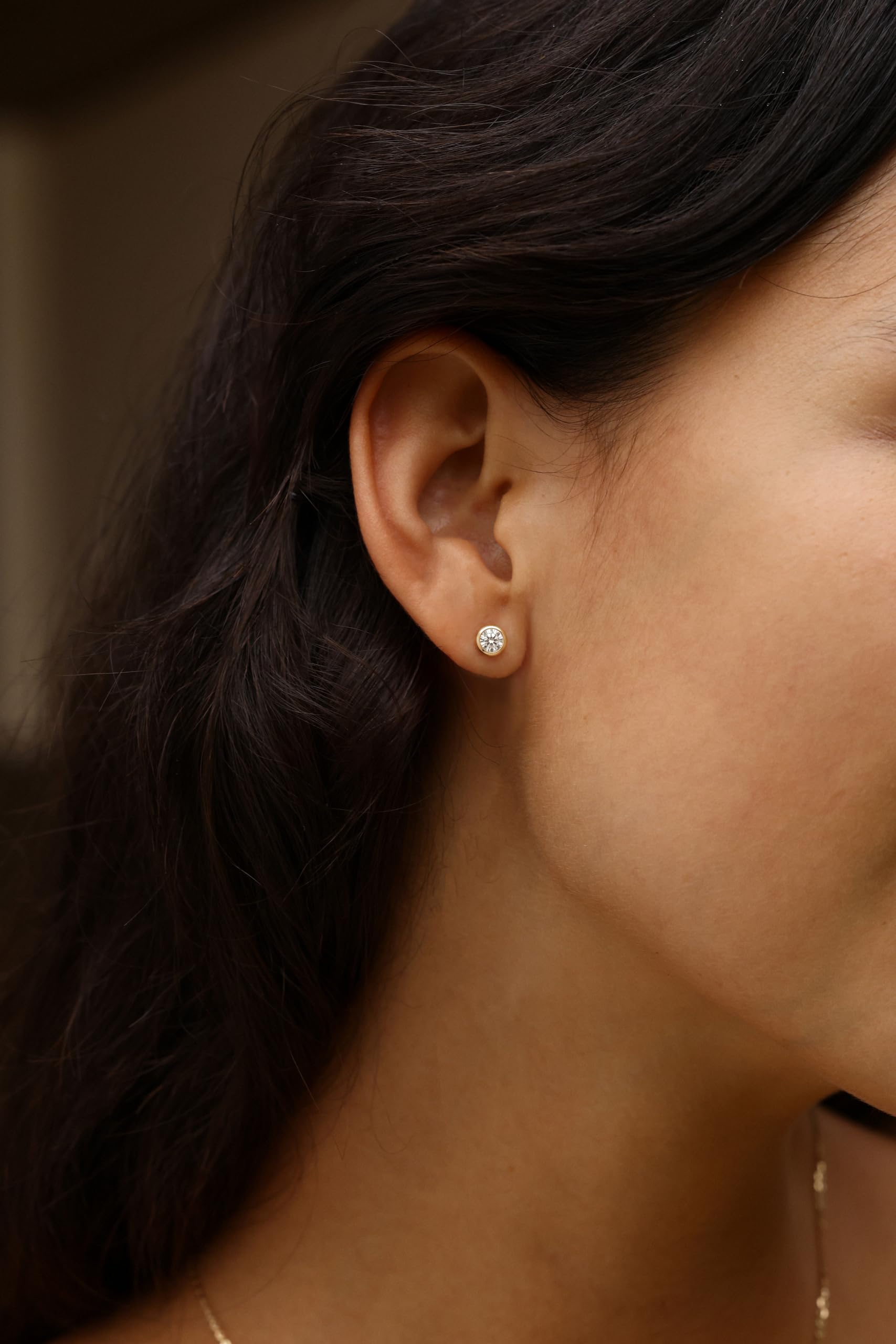 FANCIME Lünetten-Set Ohrstecker mit 0.2-0.6 Ct Lab-Grown Diamant(Farben D-E, Reinheit VS) Vergoldet 925 Sterling Silber Ohrringe Ohrstecker Geschenke Schmuck für Damen Sie