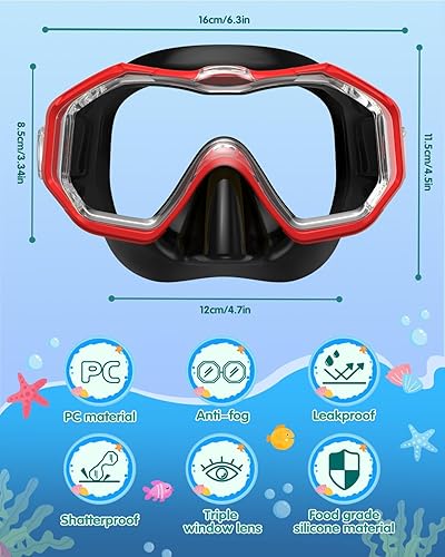 Miniatura 2 de W WSTOO Swim Goggles with Nose Cover,Latest HD 3-Window Wide Vision Lens Snorkel Mask Anti-Fog Anti-Leak for Adults Youth and Kids Swimming