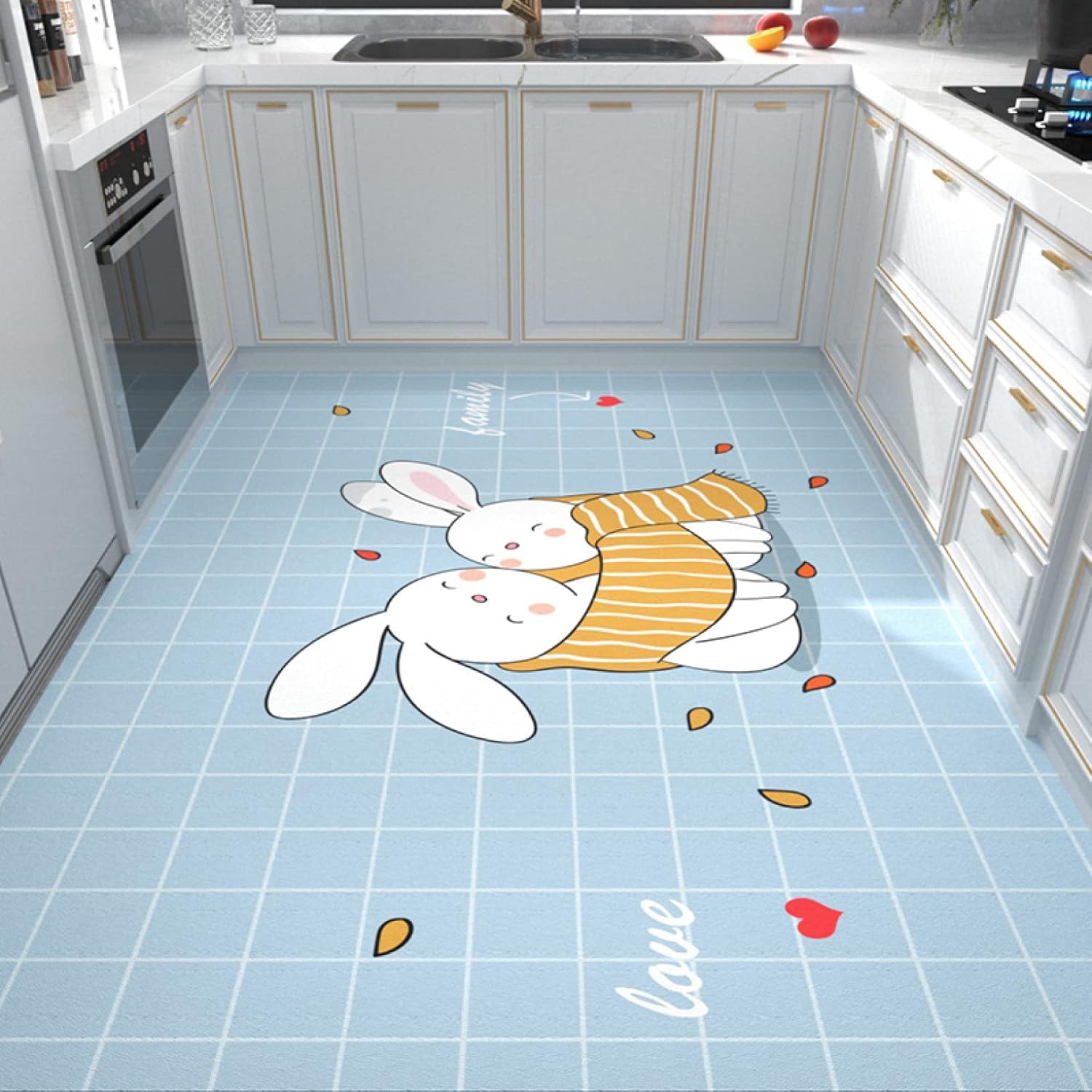 洗濯いらず ずれない 抗菌 ふかふか キッチン マット 120*160cm 和風 カラー PVC 拭ける 台所マット クッション付き