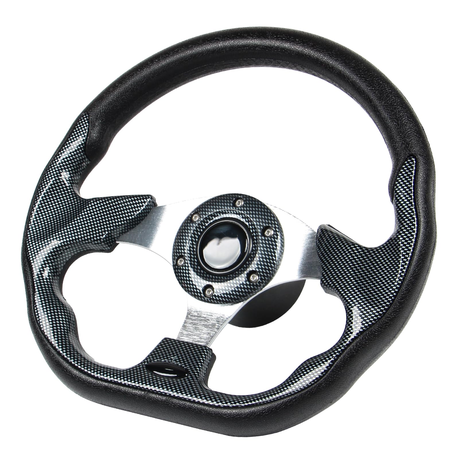 GONMOT 12.5" D-Shaped Boat Steering Wheel with 3/4β Tapered Shaft, Carbon Fiber Axle Marine Steering Wheel for Seastar and Verad, etc. for Marine Boats, Vessels, Yacht, Pontoon Boat