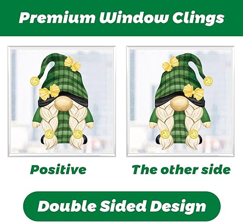Miniatura 3 de ELFPOEME Decoraciones del día de San Patricio, calcomanías irlandesas para ventanas, decoración del hogar para vidrio, trébol de San Patricio,