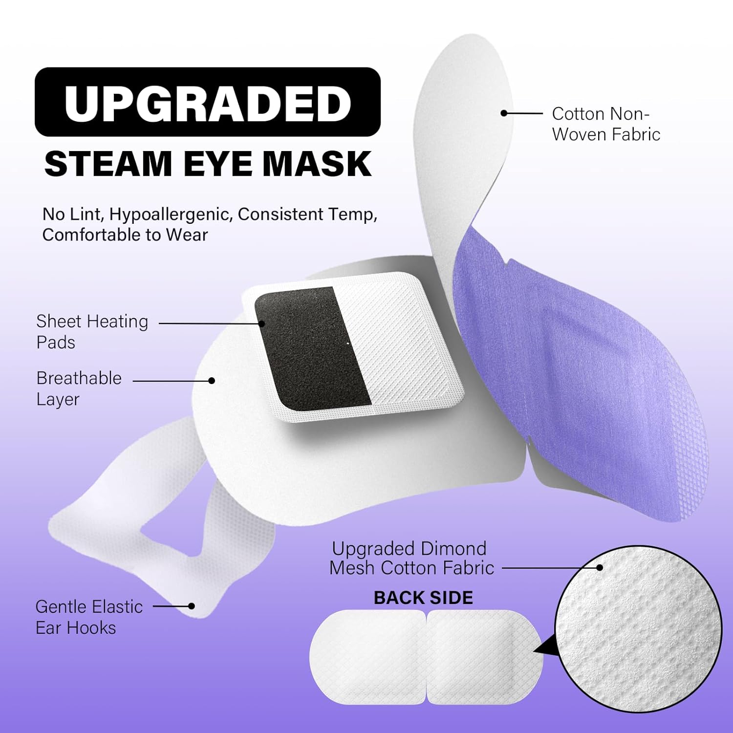 16 Packs Steam Eye Mask, Extra Deep Heat for Dry Eyes, Fast Relief for Irritation, Stye, Puffy Sensitive Eyes and Eye Strain, Disposable Self Heating Warm Compress (Ultra-Soft Lavender)