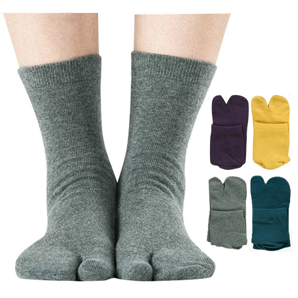 UBUMOMen's Flip Flop Socks Tabi Split Toe Geta Wicking Cotton Pack of 4