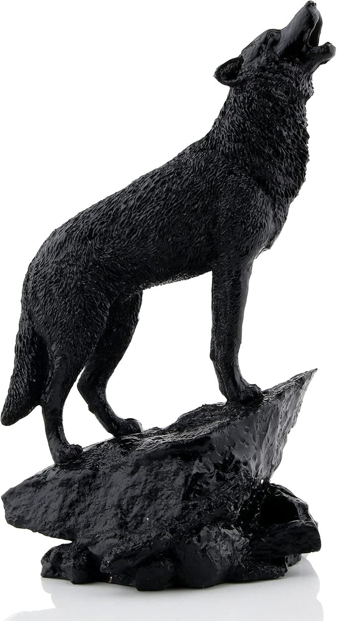 Estatua de Lobo Aullando Negro miniatura 3