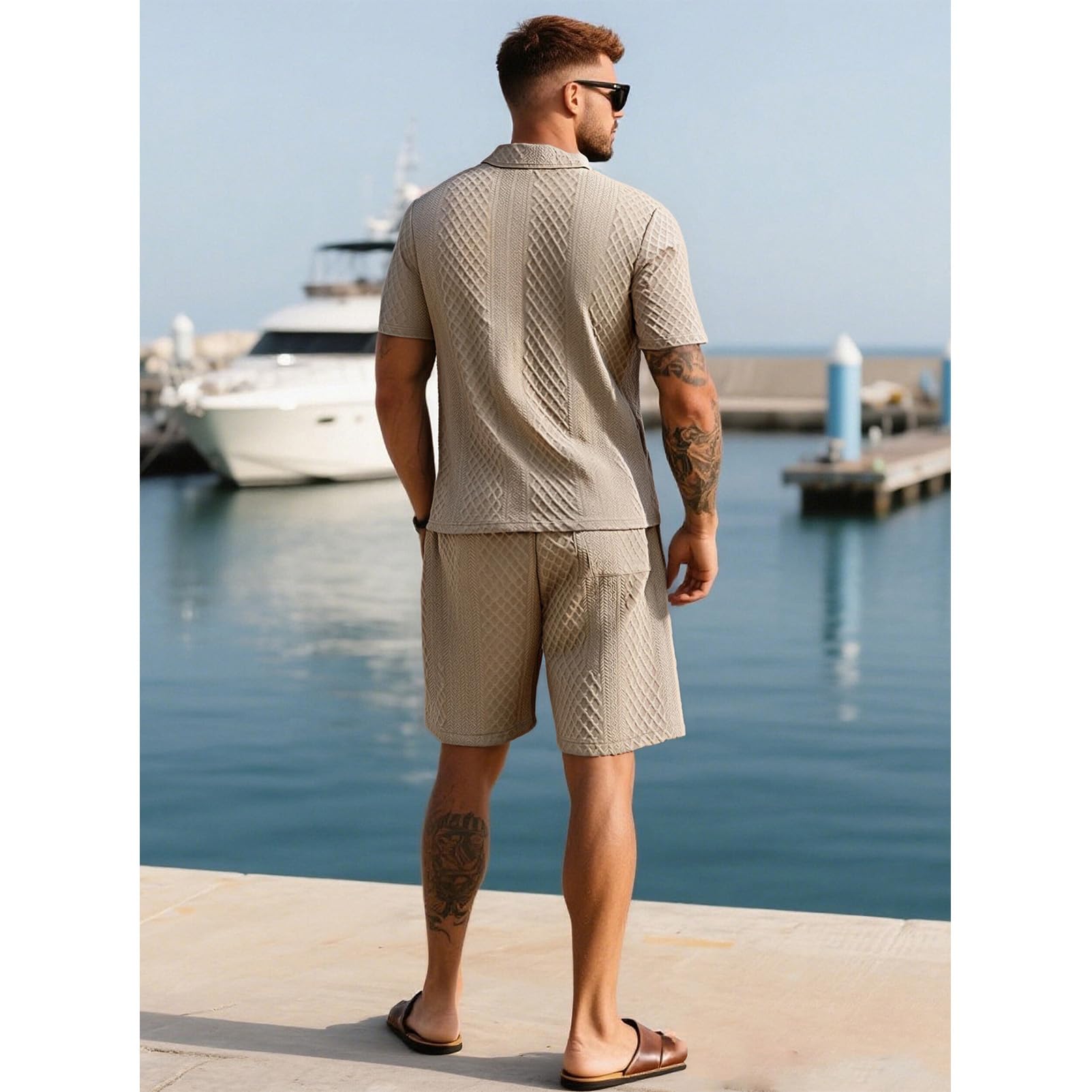 amropi Hombre Deportiva Conjunto de Chandal Jacquard Sudaderas con Capucha y Jogging Pantalones 2 Piezas