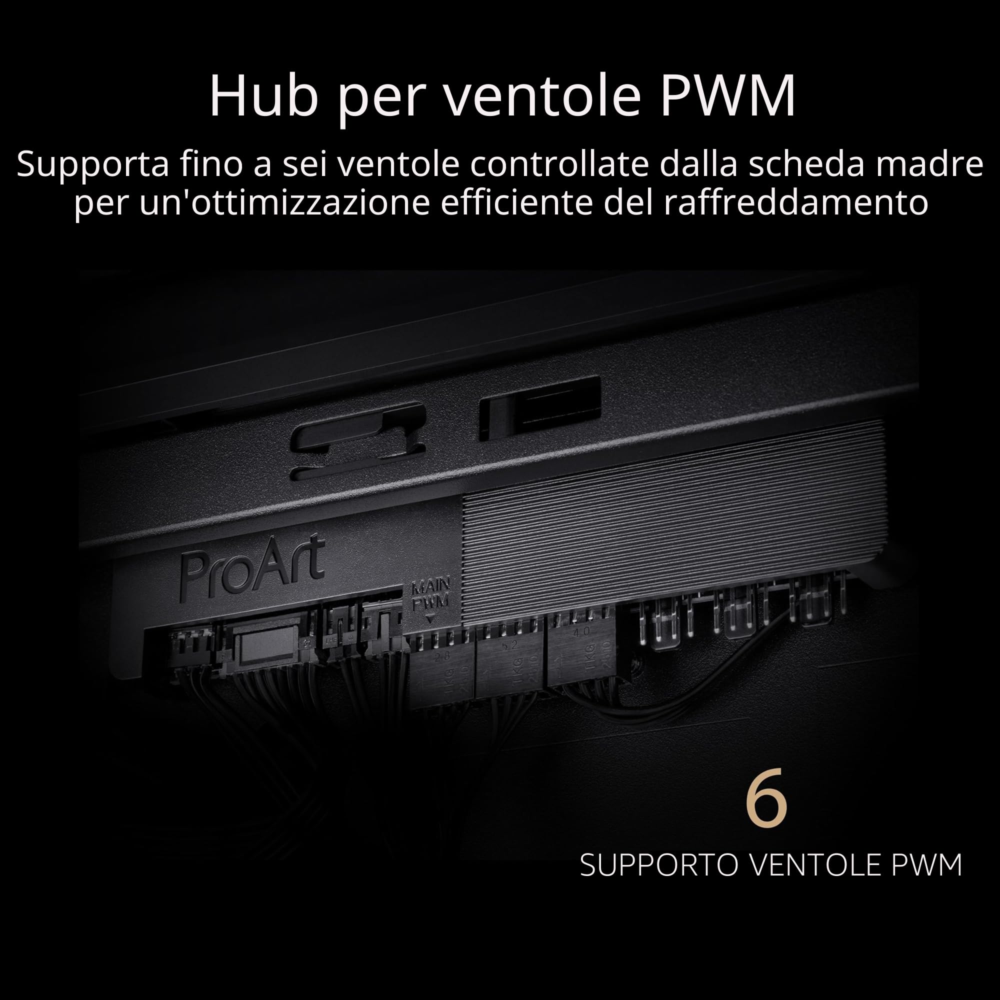 ASUS PROART PA602 TG PWM BLACK Case Gaming E-ATX, Chassis in Vetro Temperato, Supporto per Dissipatore da 420 mm, Ventole da 140 mm e 200 mm, Rilevatore di Polvere IR, Presa d’aria Laterale, Nero