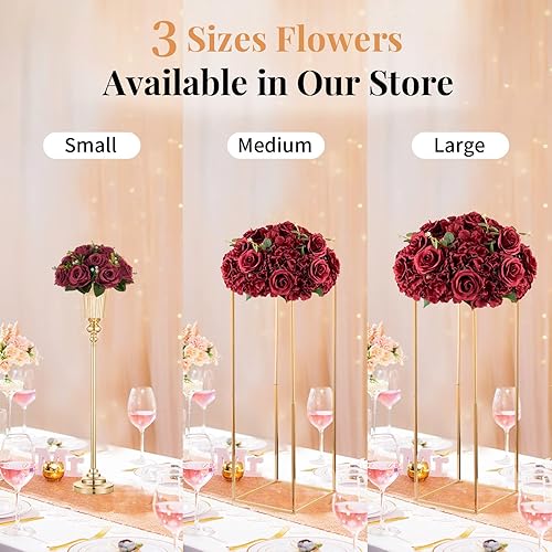 Miniatura 6 de NUPTIO Ramo de arreglo de bolas de flores, 10 piezas de 14.2 pulgadas de diámetro, arreglos de flores artificiales, centros de mesa para mesas, rosa