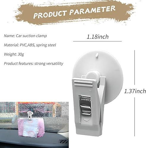 Miniatura 2 de yvshy 4 soportes de ventosa para recibos de automóvil, ventosa de PVC de 1.37 x 1.18 pulgadas, soporte de almacenamiento de documentos, accesorio de