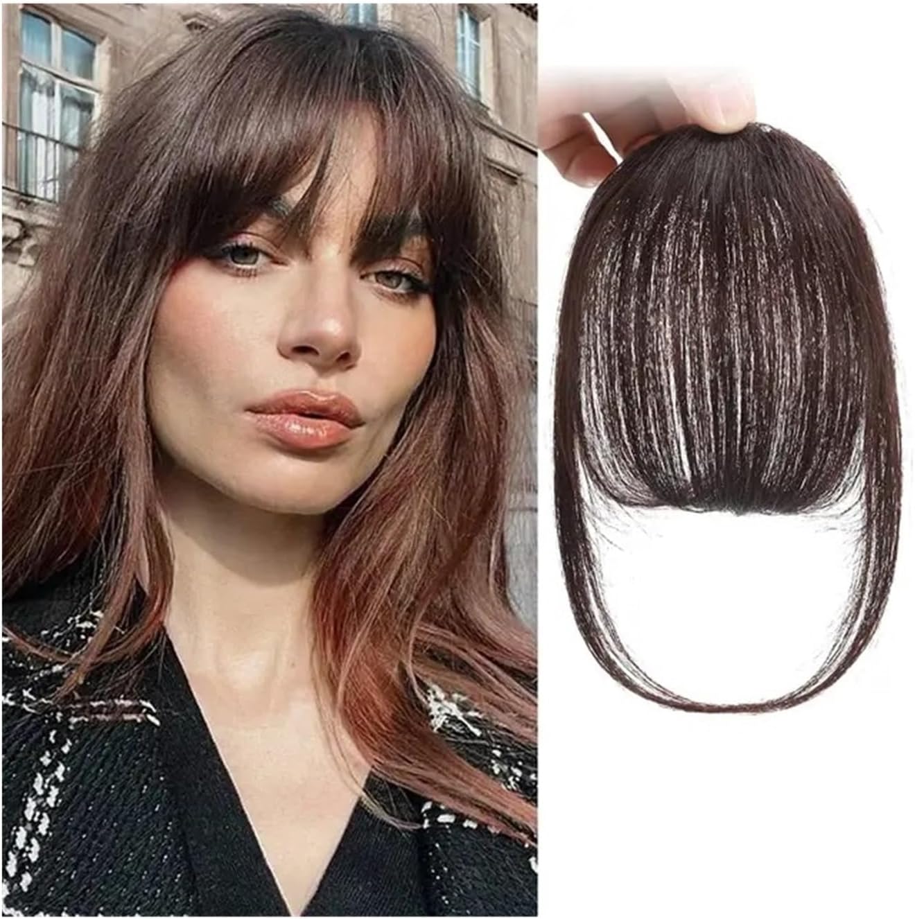 Clip in Bangs Synthetic Air Bangs Styling Tools Clip In Hair Extension Fake Invisible Fringe Natural Black Brown Bangs Hair Accessories Bangs Hair Clip(K18-2M30)