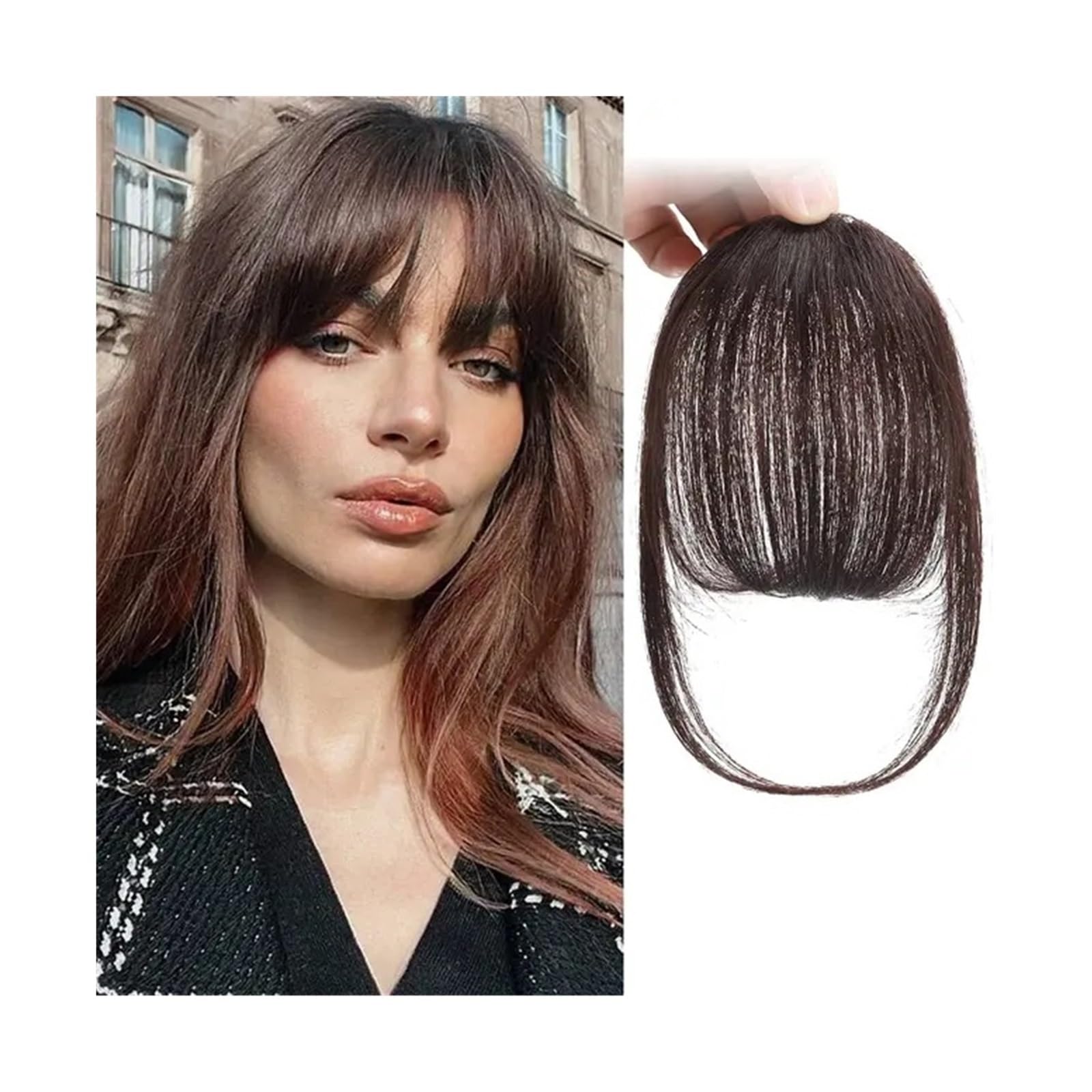 Bangs Hair Clip Synthetic Air Bangs Styling Tools Clip In Hair Extension Fake Invisible Fringe Natural Black Brown Bangs Hair Accessories Clip in Bangs(Color:K18-2M30)