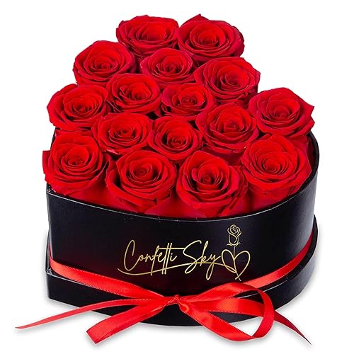16 Forever Roses in Luxury Heart Box – Real Preserved