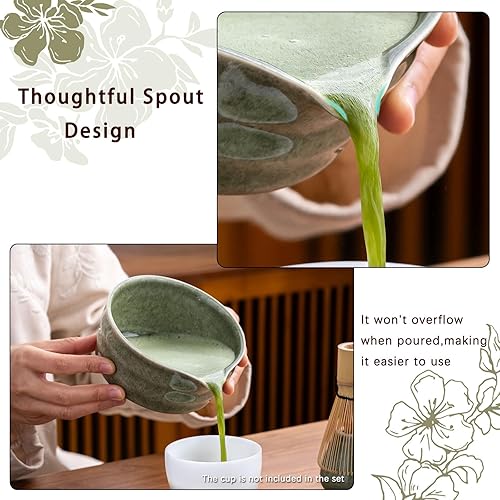Miniatura 7 de Juego de Matcha Buucup, Juego de Cuenco de Matcha con Boca, Batidor de Matcha y Soporte, Cuchara de Bambú para Matcha y Tamiz de Acero Inoxidable -