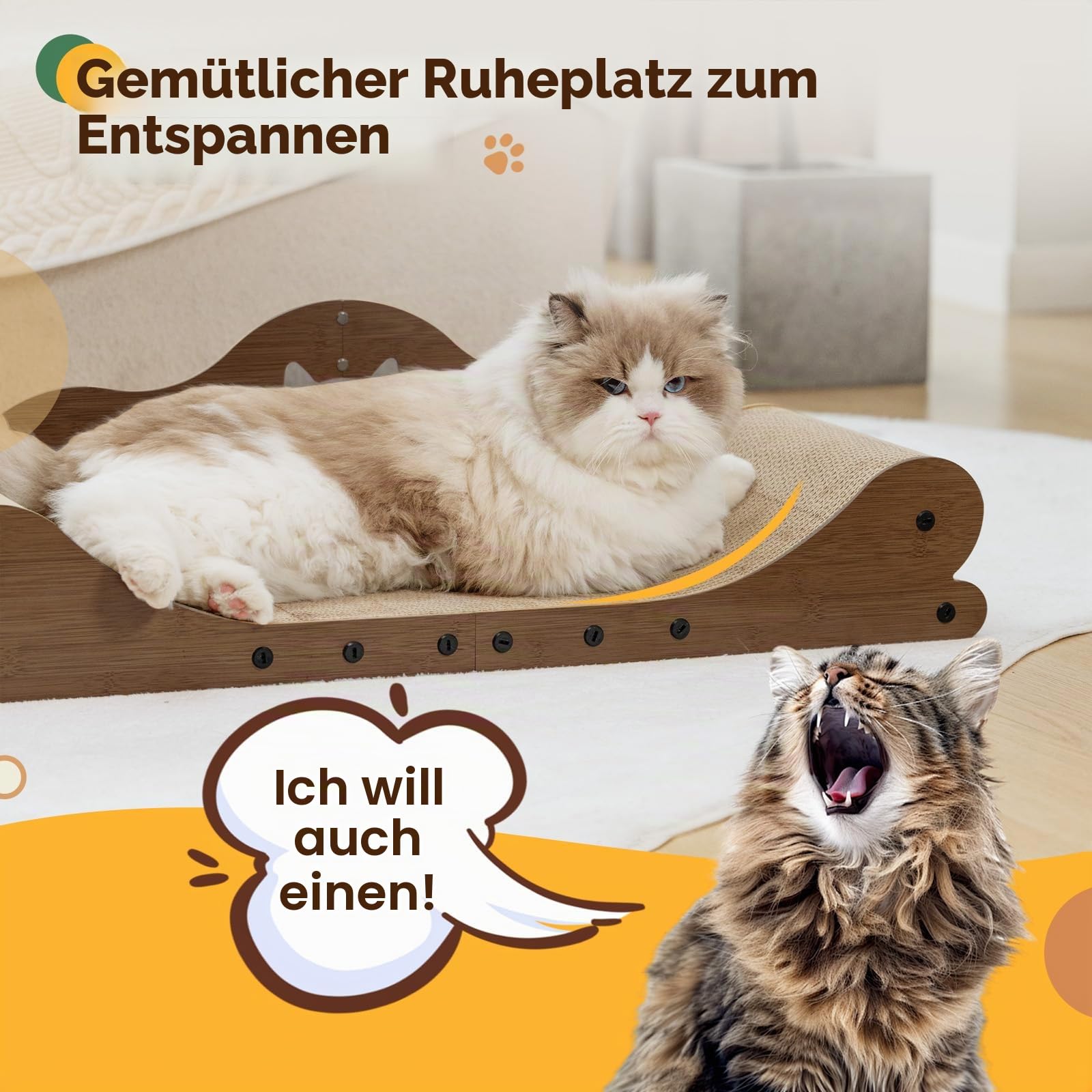Gimars XXL Katzen Kratzbrett 78 cm im Sofa-Design, Kratzpappe für Katzen, Katzenkratzbretter & Katzenbett, Möbel-Schutz für große Katzen und Mehrkatzenhaushalte, Walnuss