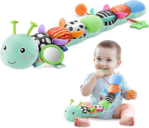 Miniatura 13 de Juguetes para bebés de 0 a 12 meses, juguetes de peluche musicales con actividad sensorial suave, con arrugas, sonajero y texturas, juguetes para el