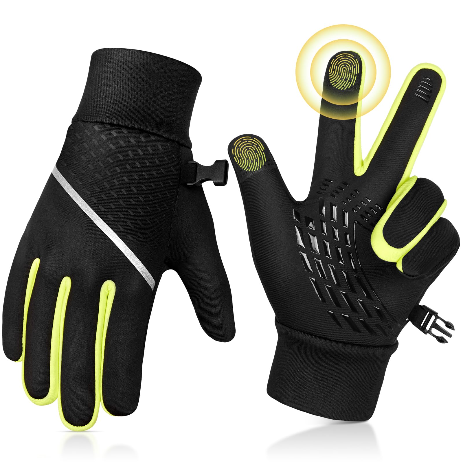 OOPOR Winter Warm Running Kids Gloves - Cold Weather Thermal Bike Snow Ski Sports Mittens Aged 4-12 Boys Girls