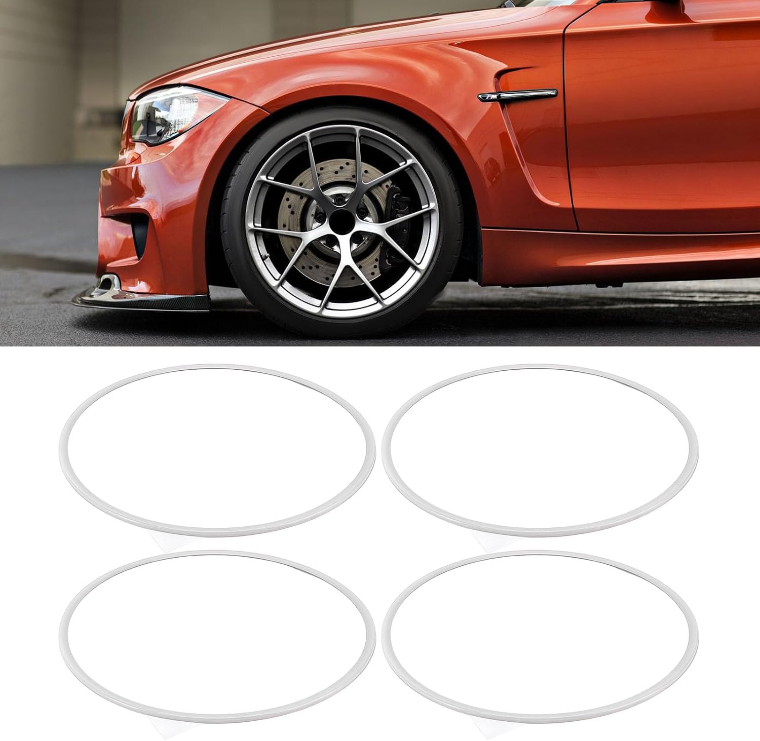 Wheel Rim Protector Ring, 4Pcs ABS Rim Guard Car Tire Trim Rings for 16 Inch Wheels with 360 Degree Protection Easy Installation Universal Fit for Flat Edge Rims (White)